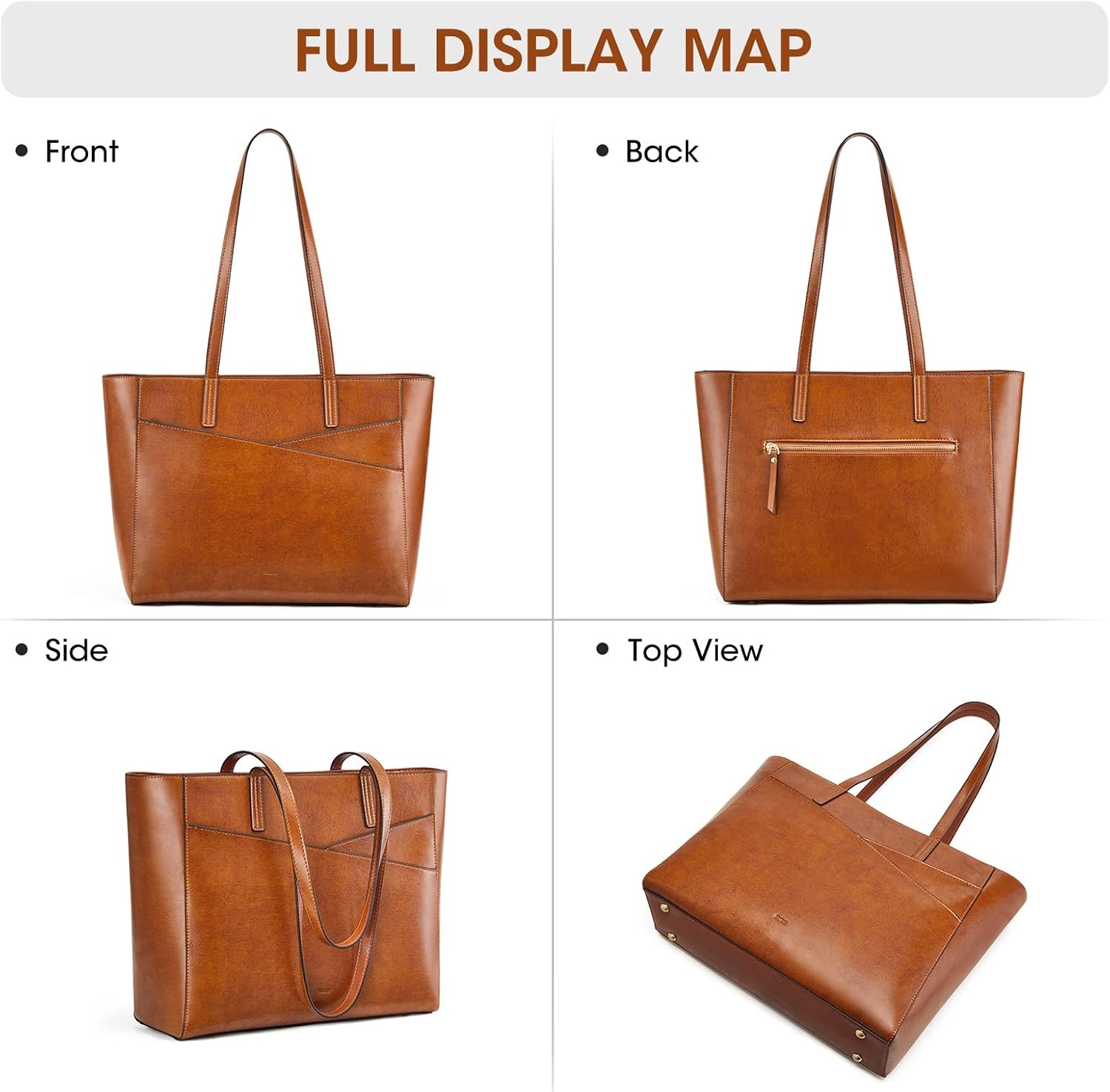 image:imageKattee Leather Travel Tote Bag for WomenLight Brown