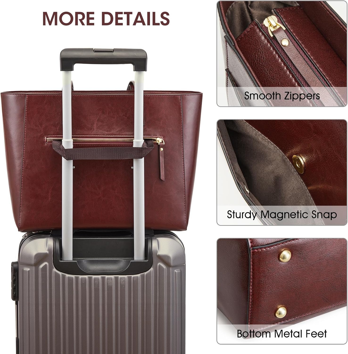 image:imageKattee Leather Travel Tote Bag for WomenRed