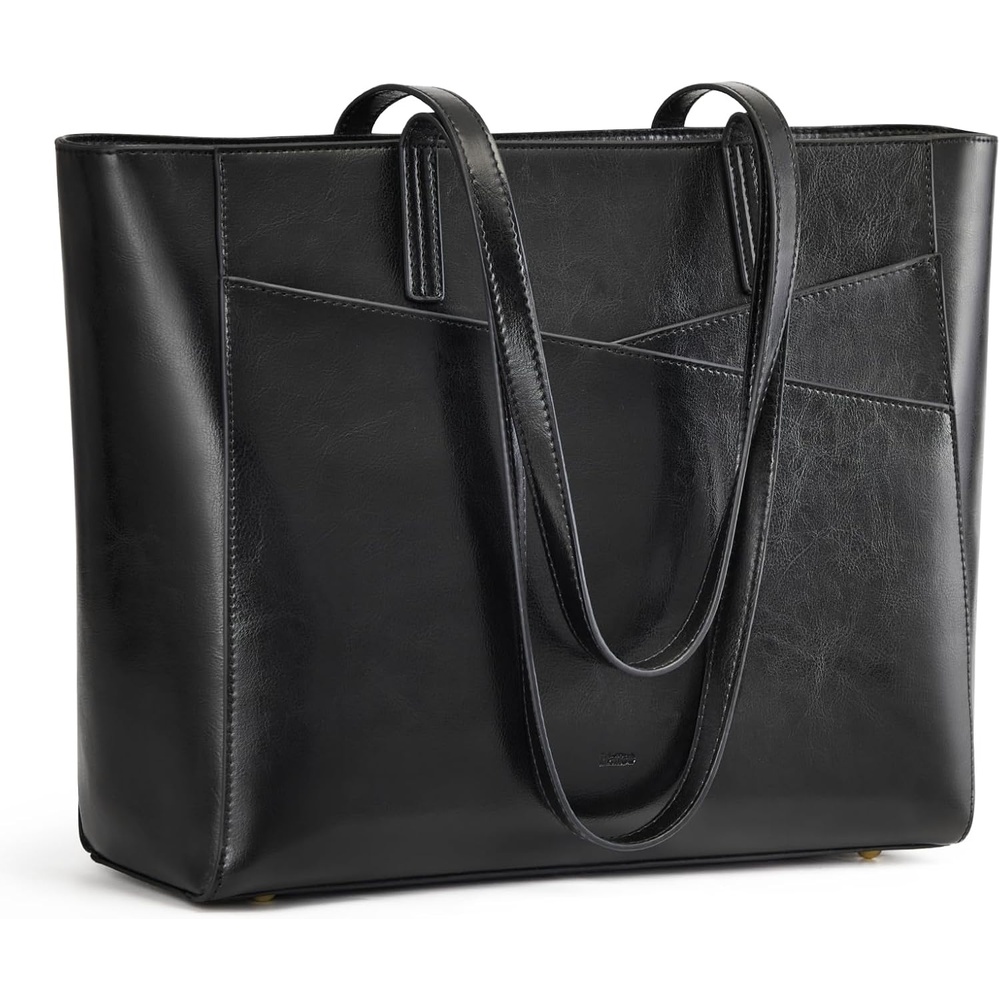 image:imageKattee Leather Travel Tote Bag for WomenBlack