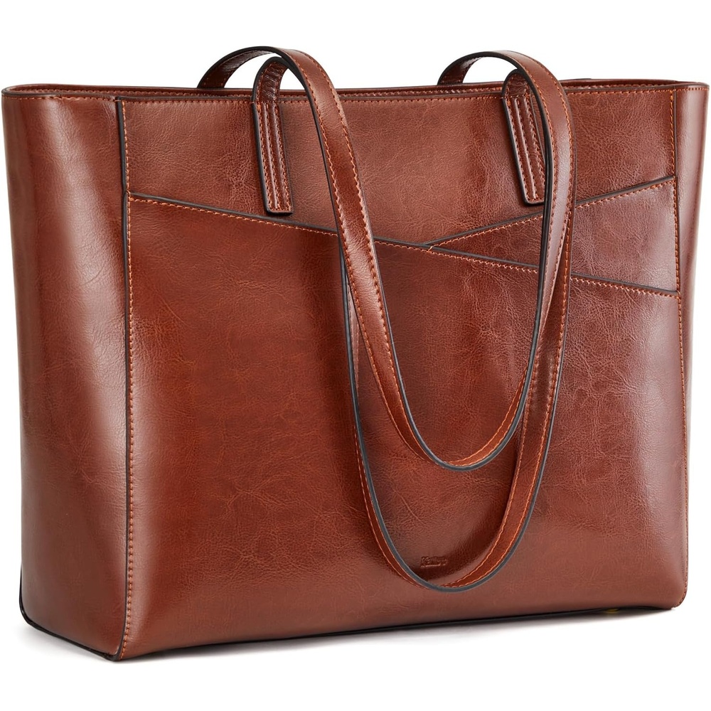 image:imageKattee Leather Travel Tote Bag for WomenDark Brown
