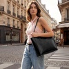 Kattee Leather Travel Tote Bag for Women(Black)