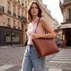 Kattee Leather Travel Tote Bag for Women(Light Brown)