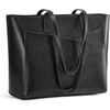 Kattee Leather Travel Tote Bag for Women(Black)