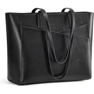 Kattee Leather Travel Tote Bag for Women(Black)