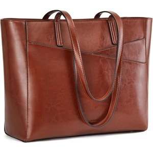 Kattee Leather Travel Tote Bag for Women(Dark Brown)
