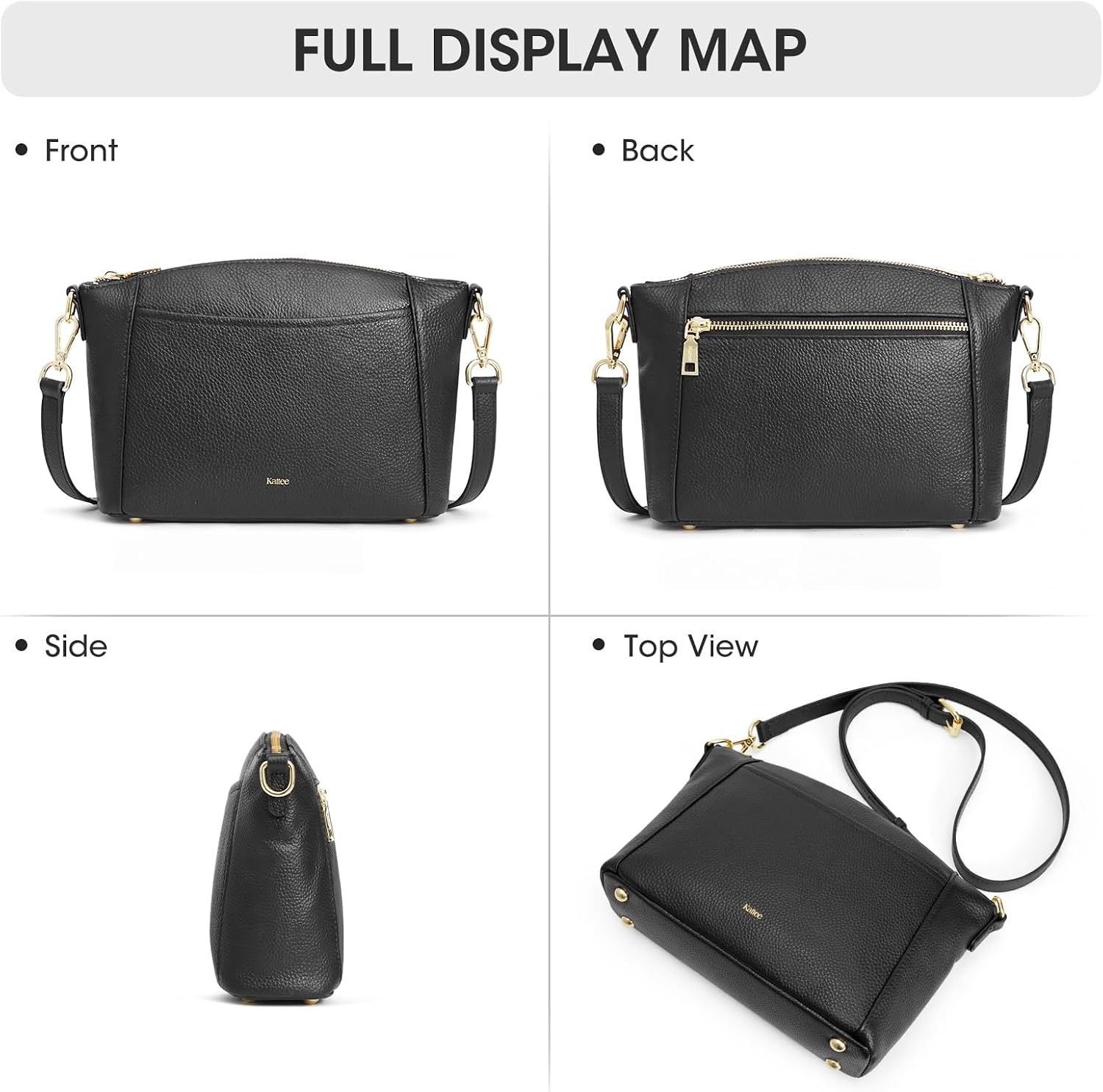 image:imageKattee Leather Crossbody Bags for Women Travel Small Purse RFID BagBlack