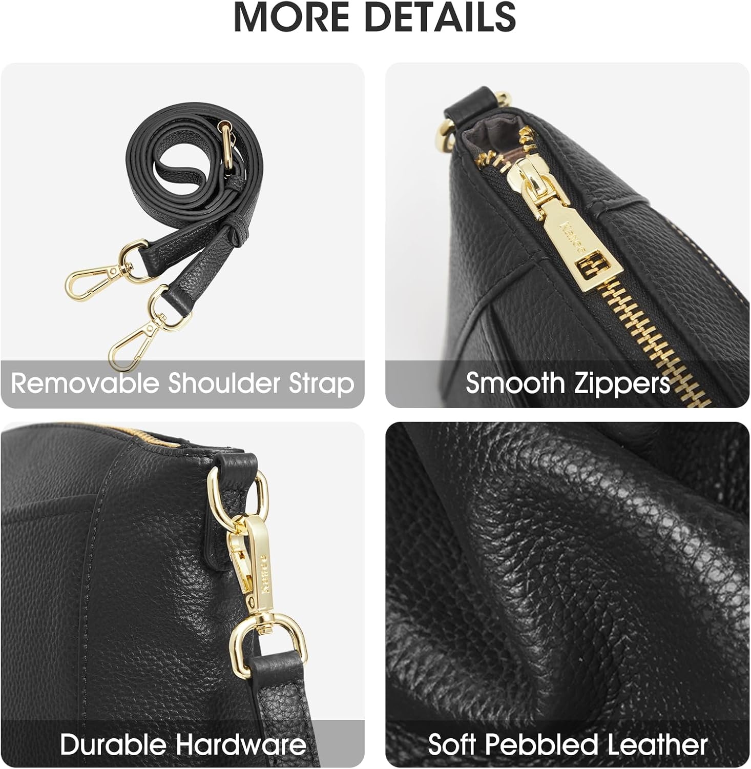 image:imageKattee Leather Crossbody Bags for Women Travel Small Purse RFID BagBlack