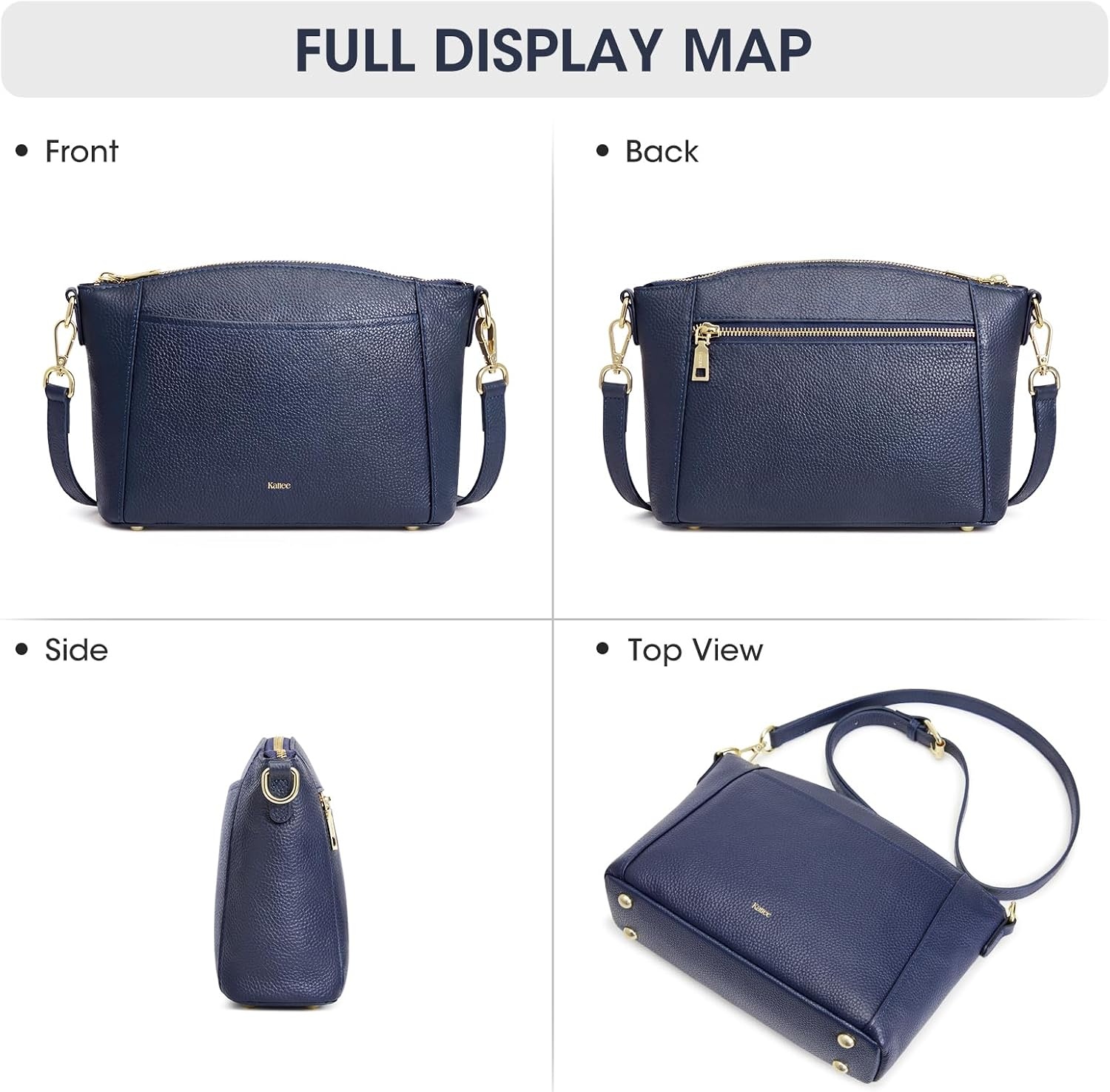 image:imageKattee Leather Crossbody Bags for Women Travel Small Purse RFID BagBlue