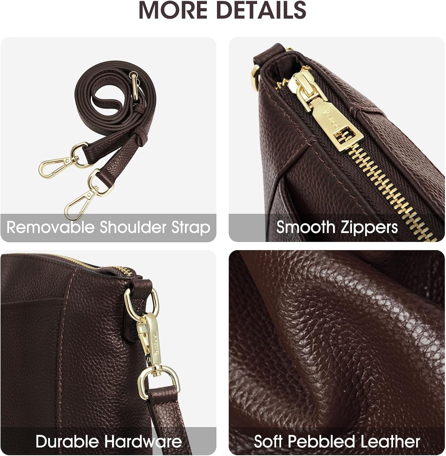image:imageKattee Leather Crossbody Bags for Women Travel Small Purse RFID BagCoffee
