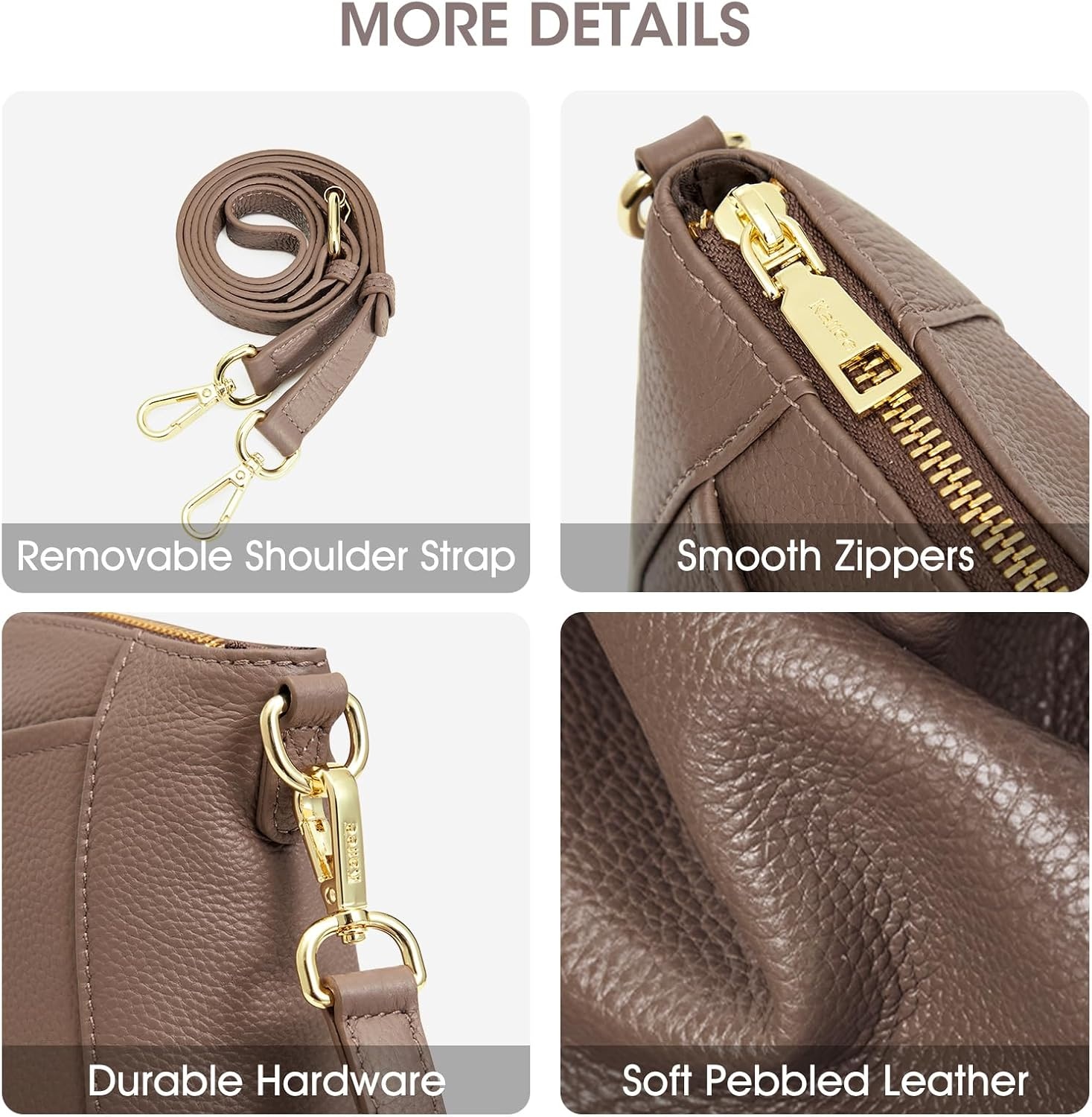 image:imageKattee Leather Crossbody Bags for Women Travel Small Purse RFID BagKhaki