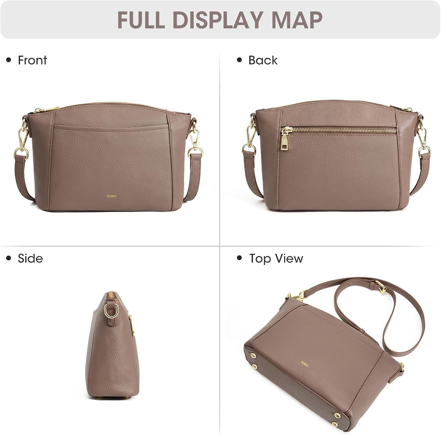 image:imageKattee Leather Crossbody Bags for Women Travel Small Purse RFID BagKhaki